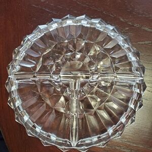 Vintage cut glass divided serving dish